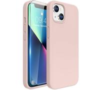 Miracase Designed for iPhone 13 Case with Screen Protector, [Soft Anti-Scratch Microfiber Lining], Shockproof Liquid Silicone Rubber Phone Case Cover for 13 6.1 inch(Sand Pink)