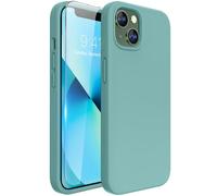 Miracase Designed for iPhone 13 Case with Screen Protector, [Soft Anti-Scratch Microfiber Lining], Shockproof Liquid Silicone Rubber Phone Case Cover for 13 6.1 inch(Midnight Green)
