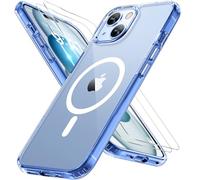 Miracase for iPhone 13 Case for MagSafe [with 2X Screen Protectors] [TOP Military-Grade Protection] Anti-Fingerprint, Translucent Matte Shockproof Slim Phone Case for iPhone 13 6.1" - Clear Blue