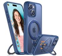 Miracase for iPhone 15 Case: 360° Spin Magnetic Stand Case with MagSafe, Military Grade Drop Protection, 6.1 Inch Matte Protective Cases for iPhone 15 Cover with Ring Holder (Blue)