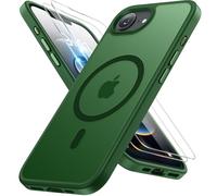 Miracase for iPhone 16e Case 2026 for MagSafe [with 2×9H+ Screen Protectors] TOP Military-Grade Protection Shockproof Scratch-Resistant with Velvet Touch for iPhone 16 E Phone Case 6.1" Dark Green