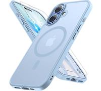 Miracase for iPhone 17 Case with MagSafe [with 9H+Screen Protector & Strong Magnet] Military-Grade Protection Shockproof Scratch-Resistant with Velvet Touch for iPhone 17 Cover 6.3", Matte-Mist-Blue