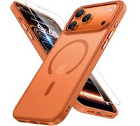 Miracase for iPhone 17 Pro Case with MagSafe [with 9H+Screen Protector] Military-Grade Protection Shockproof Scratch-Resistant with Durable Velvet Touch for iPhone 17 Pro Cover 6.3", Matte-Orange