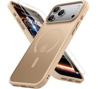 Miracase for iPhone 17 Pro Case with MagSafe [with 9H+Screen Protector] Military-Grade Protection Shockproof Scratch-Resistant with Durable Velvet Touch for iPhone 17 Pro Cover 6.3", Matte Gold