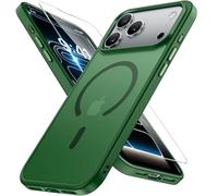 Miracase for iPhone 17 Pro Case with MagSafe [with 9H+Screen Protector] Military-Grade Protection Shockproof Scratch-Resistant with Durable Velvet Touch for iPhone 17 Pro Cover 6.3", Matte Dark Green