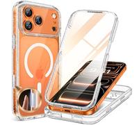 miracase for iPhone 17 Pro Max Case 6.9",Built-in Glass Screen Protector, Camera Capture Control Button, Compatible with MagSafe, Anti-Drop Shockproof, Full Body Clear Back Cover (Clear Glitter)