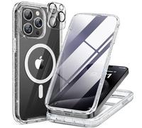Miracase Glass Series for iPhone 15 Pro Max Case with Magsafe, [360 Military Protection & Full Camera Protection], Strong Magnetic Case, iPhone 15 Pro Max Mobile Phone Case, Mag Clear Glitter