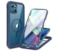 Miracase Magnetic Case for iPhone 13 mini Case 5.4-Inch, [Built-in 9H Tempered Glass Screen Protector] Full Body Bumper Clear Back Cover Compatible with MagSafe (Dark Blue)