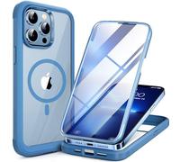 Miracase Magnetic Case for iPhone 13 Pro Max Case 6.7-Inch, [Built-in 9H Tempered Glass Screen Protector] Full Body Bumper Shockproof Cover with Clear Back, Compatible with MagSafe (Capri Blue)