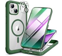 Miracase Magnetic Case for iPhone 14 Plus Case 6.7-Inch, [Built-in 9H Tempered Glass Screen Protector + Camera Lens Protector] Full Body Bumper Case Compatible with MagSafe (Green)