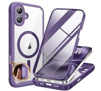 Miracase Magnetic Case for iPhone 16 Case 6.1-Inch, [Built-in 9H Tempered Glass Screen Protector + Camera Control Capture Button] Full Body Bumper Case Compatible with MagSafe (Purple)