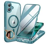 miracase Magnetic Case for iPhone 16 Case 6.1-Inch, [Built-in 9H Tempered Glass Screen Protector + Camera Control Capture Button] Full Body Bumper Case Compatible with MagSafe (Teal)