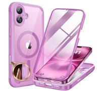 Miracase Magnetic Case for iPhone 16 Plus Case 6.7", [Upgraded Camera Control Cover],[Bubble Free] Built-in Tempered Glass Screen Protector, Full Body Bumper Case Compatible with Magsafe (Pink)