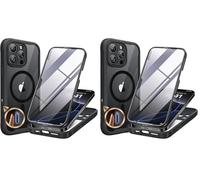 Miracase Magnetic Case for iPhone 16 Pro Case 6.3", [Built-in 9H Tempered Glass Screen Protector + Camera Control Capture Button] Full Body Bumper Case Compatible with MagSafe (Black) (Pack of 2)