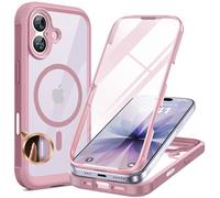 Miracase Magnetic Case for iPhone 17 Case, [Bubble Free] Built-in Glass Screen Protector+[New Camera Control Button], Full Body Bumper Compatible with MagSafe,Drop Proof 17 Cover,6.3-inch (Dark Pink)