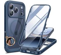Miracase Magnetic Case for iPhone 17 Pro Case 6.3",Full Body Bumper, Built-in [Bubble Free] Glass Screen Protector+ Camera Area Protection,Compatible with MagSafe,Drop Proof 17 Pro Phone Case (Blue)