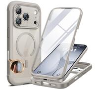 Miracase Magnetic Case for iPhone 17 Pro Max Case 6.9", [Camera Control Capture Button] Built-in Glass Screen Protector, Compatible with MagSafe, Full Body Bumper Clear Back Cover (Grey Titanium)