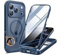 Miracase Magnetic Case for iPhone 17 Pro Max Case 6.9", [Camera Control Capture Button] Built-in Glass Screen Protector, Compatible with MagSafe, Full Body Bumper Clear Back Cover (Storm Blue)
