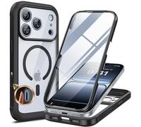 Miracase Magnetic Case for iPhone 17 Pro Max Case 6.9", [Camera Control Capture Button] Built-in Glass Screen Protector, Compatible with MagSafe, Full Body Bumper Clear Back Cover (Black)