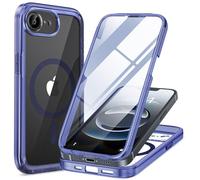 Miracase Magnetic Case for iPhone 17e Case & iPhone 16e Case 6.1", [Built-in 9H Tempered Glass Screen Protector] Full Body Bumper Shockproof with Clear Back Cover, Compatible with MagSafe (Clear Blue)