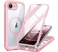 Miracase Magnetic Case for iPhone 17e Case & iPhone 16e Case 6.1", [Built-in 9H Tempered Glass Screen Protector] Full Body Bumper Shockproof with Clear Back Cover, Compatible with MagSafe (Pink)
