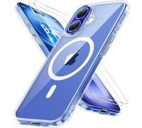 Miracase Magnetic Clear for iPhone 16 Plus Case [Compatible with MagSafe] [with 2X Screen Protectors] Military-Grade Protection, Anti-Fingerprint, Slim Phone Case for 16 Plus 6.7 inch - Crystal Clear