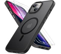 Miracase Magnetic for iPhone 13 Case 6.1 Inch [Compatible with MagSafe] [with 2X Screen Protectors] Military-Grade Protection, Anti-Fingerprint, Slim Phone Cover for iPhone 13 - Black