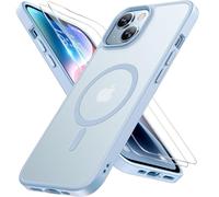Miracase Magnetic for iPhone 14 Case 6.1 Inch [Compatible with MagSafe] [with 2X Screen Protectors] Military-Grade Protection, Anti-Fingerprint, Slim Phone Cover for iPhone 14 - Light Blue