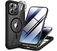 Miracase Magnetic for iPhone 14 Pro Max Case 6.7", Built-in [Bubble-free] Tempered Glass Screen Protector +Camera Lens Protector, [Compatible with Magsafe] Full Body Bumper Clear Back Cover (Black