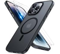 Miracase Magnetic for iPhone 14 Pro Max Case 6.7 inch (Compatible with MagSafe)(with 2X Screen Protectors) Military-Grade Protection, Anti-Fingerprint Translucent Matte Phone Case Cover, Black