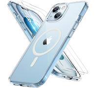 Miracase Magnetic for iPhone 15 Case 6.1 Inch [Compatible with MagSafe] [with 2X Screen Protectors] Military-Grade Protection, Anti-Fingerprint, Slim Phone Cover for iPhone 15 - Clear