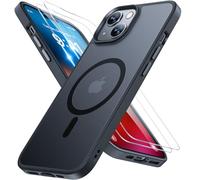 Miracase Magnetic for iPhone 15 Case 6.1 Inch [Compatible with MagSafe] [with 2X Screen Protectors] Military-Grade Protection, Anti-Fingerprint, Slim Phone Cover for iPhone 15 - Black