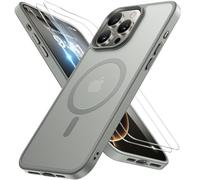 Miracase Magnetic for iPhone 16 Pro Case [With 2X Screen Protectors] [Compatible with MagSafe] Military-Grade Protection, Anti-Fingerprint, Slim Phone Case for iPhone 16 Pro 6.3'' - Grey