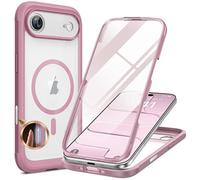 Miracase Magnetic for iPhone Air Case 6.5" with Camera Control, Full Body Bumper Anti-Bend Slim Phone Case 17 Air, Built-in No-Bubble Tempered Glass Screen Protector, Fit for MagSafe, Dark Pink