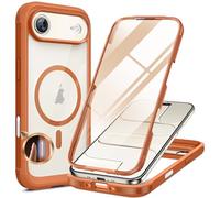 Miracase Magnetic for iPhone Air Case 6.5" with Camera Control, Full Body Bumper Anti-Bend Slim Phone Case 17 Air, Built-in No-Bubble Tempered Glass Screen Protector, Fit for MagSafe, Orange