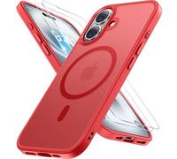 Miracase Magnetic Series for iPhone 16 Plus Case [Compatible with MagSafe] [with 2X Screen Protectors] Military-Grade Protection, Anti-Fingerprint, Slim Phone Case for 16 Plus 6.7 inch - Red