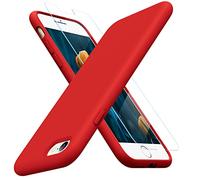 Miracase Ultra Slim for iPhone SE Case 2022/2020, iPhone 8/7 Phone Case, [with 1 Screen Protector] [Anti-Slip and Drop Protection] Full-body Protective Shockproof Silicone Case, 4.7 Inch(Red)