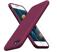 Miracase Ultra Slim Silicone Case for 4.7-inch iPhone SE 2022/2020, iPhone 8/7 with 1 Screen Protector, Anti-Slip, Full-body Protective Shockproof, Burgundy