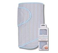 Miracle Blanket Baby Sleep Wearable Swaddle Wrap for Newborn Infant Boy or Girl 0-3 Months, Blue & Gray Chevron