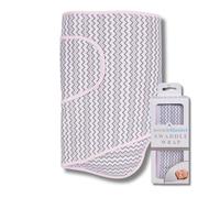 Miracle Blanket Baby Sleep Wearable Swaddle Wrap for Newborn Infant Boy or Girl 0-3 Months, Pink & Gray Chevron