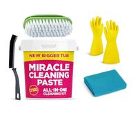 Miracle Cleaning Paste 850g with Handheld Sponge Brush, Hard Bristle Crevice Brush, Pair of Silicone Cleaning Gloves, and 1 Microfiber Cleaning Cloth - All-in-One Home, Kitchen & Bath Set