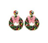 Miracle Collection Beaded Embellish Fun Christmas Tree, Candy Cane, Ho Ho Ho, Holy Jolly, Merry Bright Earrings for Christmas and Holidays, One Size, Glass beads Rhinestone, No Gemstone