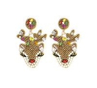 Miracle Collection Beaded Embellish Fun Christmas Tree, Candy Cane, Ho Ho Ho, Holy Jolly, Merry Bright Earrings for Christmas and Holidays, One Size, Glass beads Rhinestone, No Gemstone