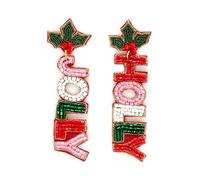Miracle Collection Beaded Embellish Fun Christmas Tree, Candy Cane, Ho Ho Ho, Holy Jolly, Merry Bright Earrings for Christmas and Holidays, One Size, Glass beads Rhinestone, No Gemstone