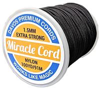 Miracle Cord 1.5mm Nylon Cord Multi-Use Extra Strong Braided String Thread for Wind-Chime Repairs Jewellery Making Crafts (Black, 273 metres)