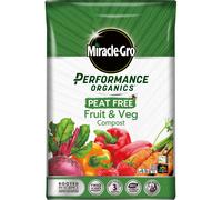 Miracle-Gro 121060 Performance Organics Fruit and Veg PEAT FREE Compost, 40L, White