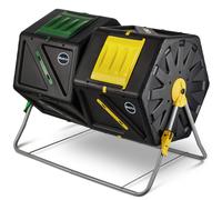 Miracle-Gro Compost Tumbler Dual Chamber - Easy-Turn Composter Tumbler Outdoor for Fast Composting - Heavy-Duty Composting Bin with 2 Sliding Doors (2