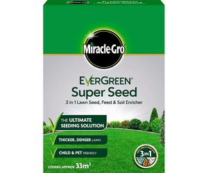 Miracle-Gro Evergreen Super Seed 3 in 1 Lawn Seed, Feed & Soil Enricher