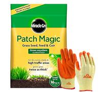 Miracle Gro Grass Seed 3.6 kg - Grass Seeds Fast Growing Lawn Feed and Coir With Perfectonish Gloves 48 Patches