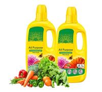 Miracle Gro Plant Food Fertiliser - Pack of 2x800ml All Purpose Plant Feed Concentrated Liquids with Topline Card. Child & Pet Friendly Garden Fertilizer for Outdoor & Indoor House Plants, Vegetables